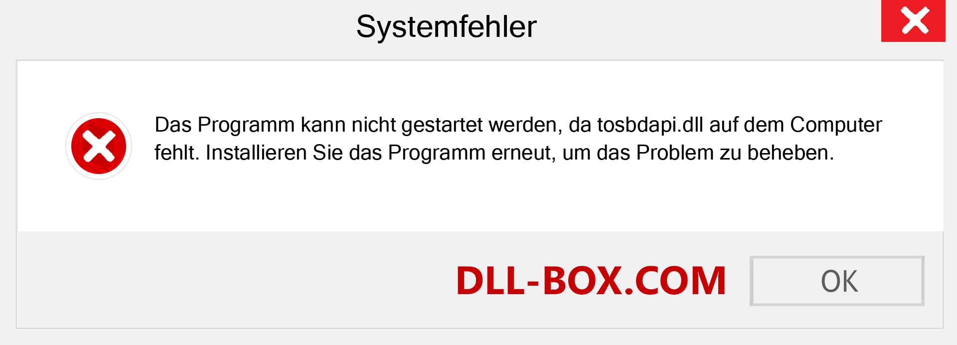 tosbdapi.dll-Datei fehlt?. Download für Windows 7, 8, 10 - Fix tosbdapi dll Missing Error unter Windows, Fotos, Bildern