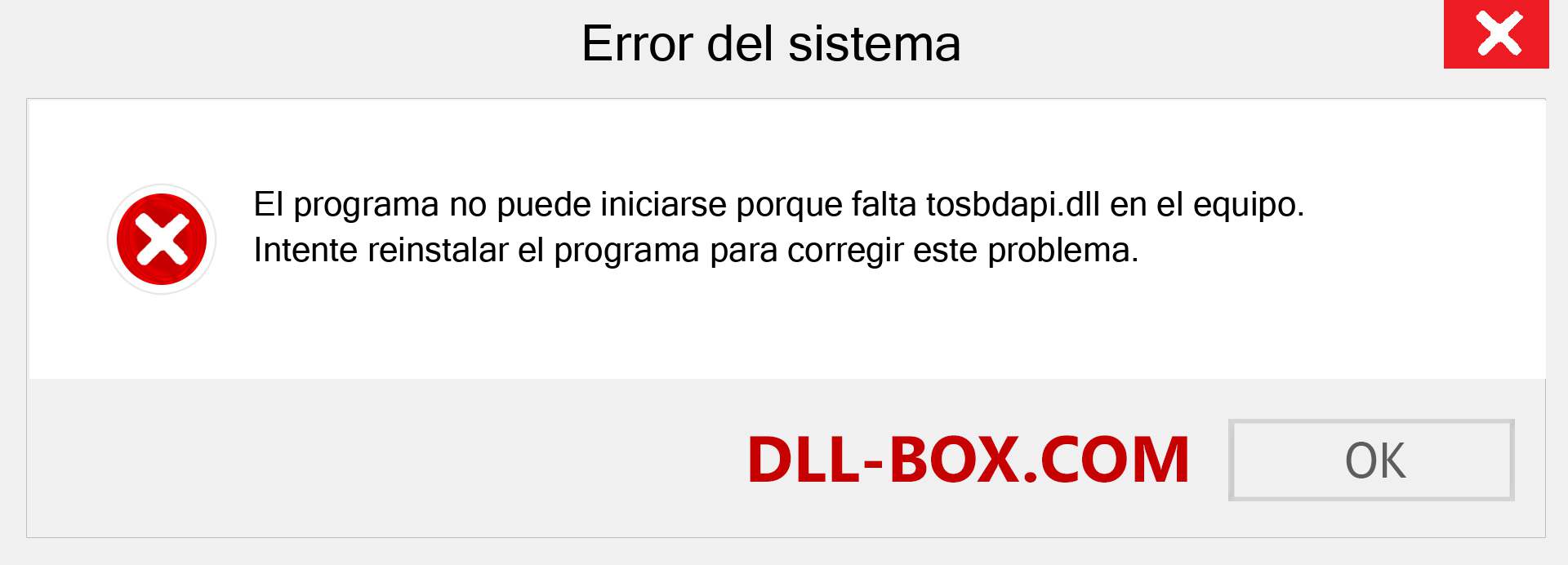 ¿Falta el archivo tosbdapi.dll ?. Descargar para Windows 7, 8, 10 - Corregir tosbdapi dll Missing Error en Windows, fotos, imágenes