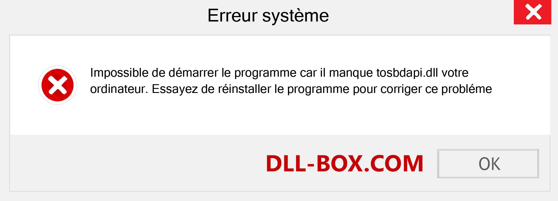 Le fichier tosbdapi.dll est manquant ?. Télécharger pour Windows 7, 8, 10 - Correction de l'erreur manquante tosbdapi dll sur Windows, photos, images